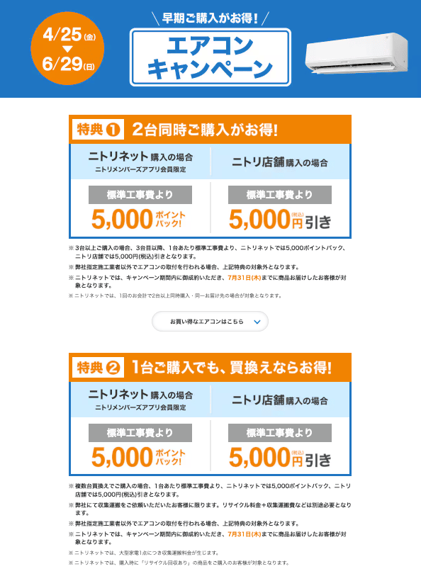ニトリのキャンペーン